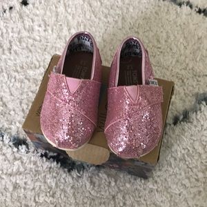 Toms classic pink glitter  size two